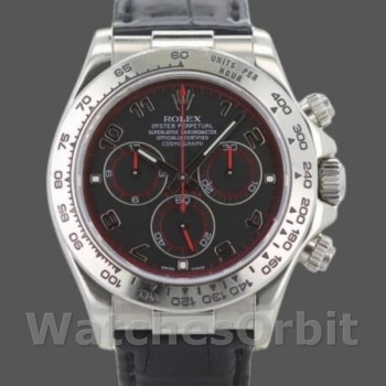 Replique Hommes Rolex Daytona 40mm Hommes-116519-Cadran noir Racing-Bracelet cuir noir<br />