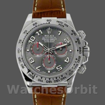 Replique Hommes Rolex Daytona 40mm Hommes-116519-Cadran gris-Bracelet cuir brun Gris<br />
