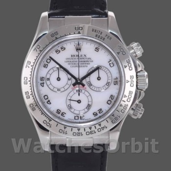 Replique Hommes Rolex Daytona 40mm Hommes-116519-Mother of Pearl-Arabic Dial White
