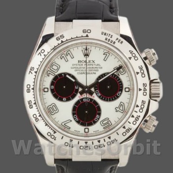 Replique Hommes Rolex Daytona 40mm Hommes-116519-Panda Dial-Black Leather Strap White