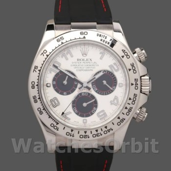 Replique Hommes Rolex Daytona 40mm Hommes-116519-Panda Dial-Black Rubber Strap White