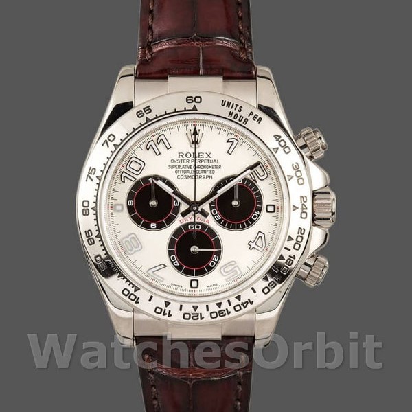Replique Hommes Rolex Daytona 40mm Men's-116519-Panda Dial-Chocolate Leather Strap White