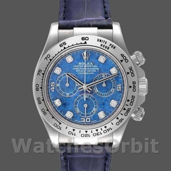 Replique Hommes Rolex Daytona 40mm Hommes-116519-Sodalite-Diamonds Dial Grey<br />