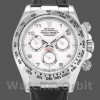 Replique Hommes Rolex Daytona 40mm Men's-116519-White Arabic Dial-Black Leather Strap White Arabic