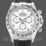 Replique Hommes Rolex Daytona 40mm Men's-116519-White Arabic Dial-Black Leather Strap White Arabic