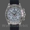 Replique Hommes Rolex Daytona 40mm Hommes-116519-White Arabic Dial-Black Rubber Strap White
