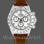 Replique Hommes Rolex Daytona 40mm Men's-116519-White Arabic Dial-Brown Leather Strap White