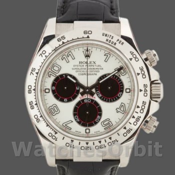 Replique Hommes Rolex Daytona 40mm Hommes-116519-White Dial-Black Eyes White