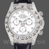 Replique Hommes Rolex Daytona 40mm Men's-116519-White Dial-Black Leather Strap White