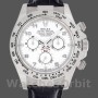 Replique Hommes Rolex Daytona 40mm Men's-116519-White Dial-Black Leather Strap White