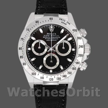 Replique Hommes Rolex Daytona 40mm Hommes-116519-White Gold-Black Dial Black<br />