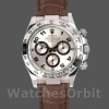 Replique Hommes Rolex Daytona 40mm Men's-116519-White Gold-Racing Dial-Brown Leather Strap Racing