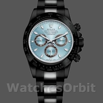 Replique Hommes Rolex Daytona 40mm Hommes-116523-Noir PVD/DLC Coated-Stainless Steel Ice Blue