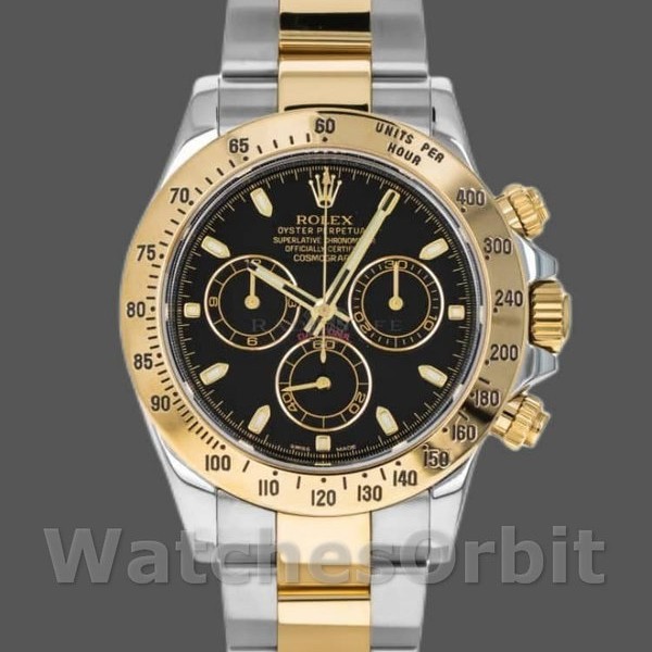 Replique Hommes Rolex Daytona 40mm Hommes-116523-Stainless Steel-Black Dial Black