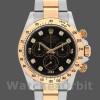 Replique Hommes Rolex Daytona 40mm Hommes-116523-Stainless Steel-Black Diamond Dial Black