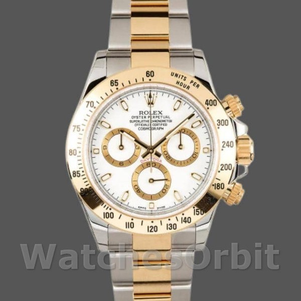 Replique Hommes Rolex Daytona 40mm Hommes-116523-Stainless Steel-White Dial White Blanc