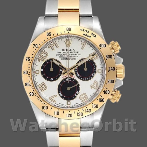 Replique Hommes Rolex Daytona 40mm Hommes-116523-White Arabic-Panda Dial White
