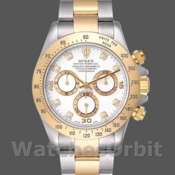 Replique Hommes Rolex Daytona 40mm Hommes-116523-White-Diamond Dial White