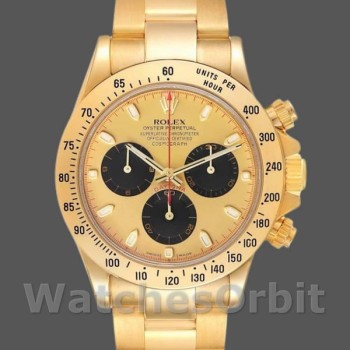 Replique Hommes Rolex Daytona 40mm Hommes-116528-Yellow Gold-Champagne Dial Champagne