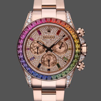 Replique Hommes Rolex Daytona-116595RBOW, Rainbow, Rose Gold, Pave Diamond Dial, Sapphire Bezel, Diamond Dial