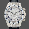Replique Hommes Rolex Daytona 40mm Men's-116599-Pave Diamond Dial-Blue Leather Strap Blue