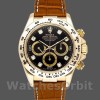 Replique Hommes Rolex Daytona 40mm Hommes-16518-Cadran diamant noir-Bracelet cuir noir