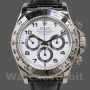 Replique Hommes Rolex Daytona 40mm Men's-16519-White Dial-Black Leather Strap White