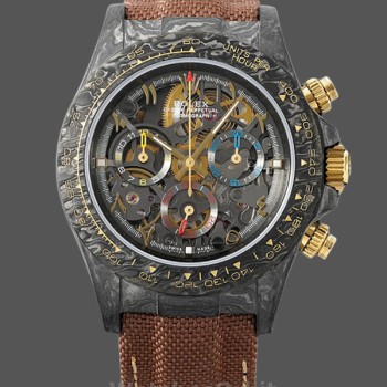 Replique Homme - Rolex Daytona Cosmograph DIW Carbon Case Skeleton Dial Brown Strap Skeleton