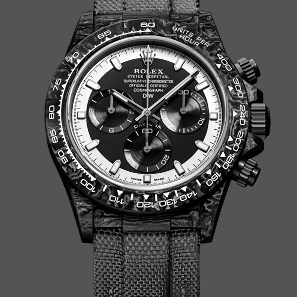 Replique Hommes - Rolex Daytona DIW Carbon Fiber Black Dial 40MM Black/White