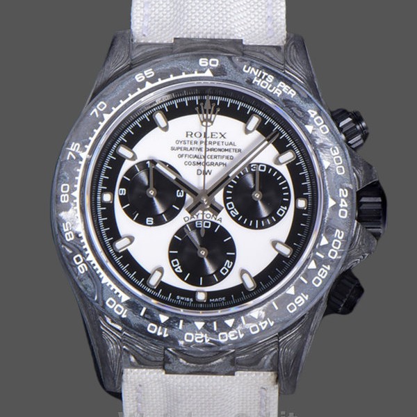 Replique Hommes Rolex Daytona DIW Factory Movement Designer Carbon Fiber 40MM White
