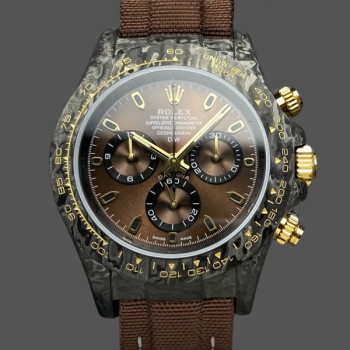 Replique Hommes Rolex Daytona-DIW, 40mm, noir et or, NTPT customisé, fibre de carbone, marron