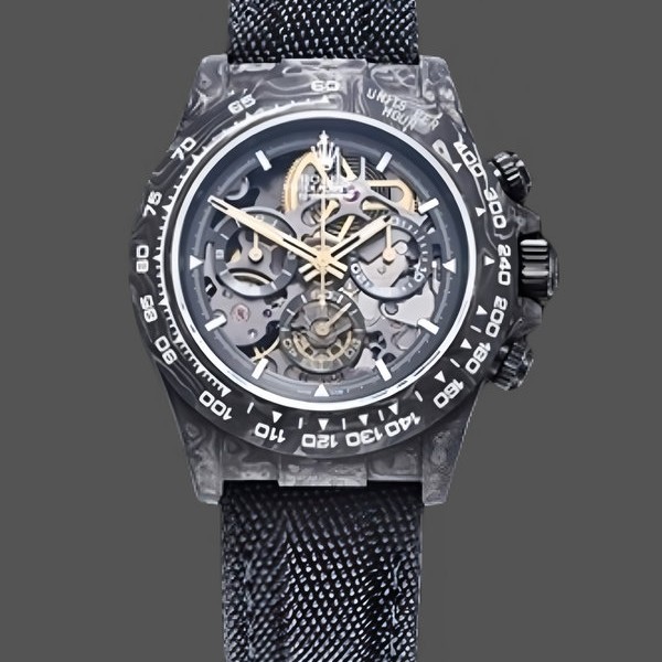 Replique Hommes Rolex Daytona DIW, Carbon Fiber Skeleton, Black, Skeleton