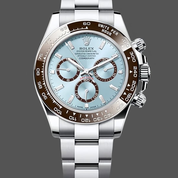 Replique Hommes - Rolex Platinum Cosmograph Daytona-126506 0002, Ice Blue, Diamond Baguette Dial, Ice Blue Diamond Baguette
