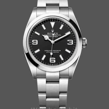 Replique Rolex Explorer-124270 0001 unisexe, 36 mm, acier inoxydable, cadran noir Noir