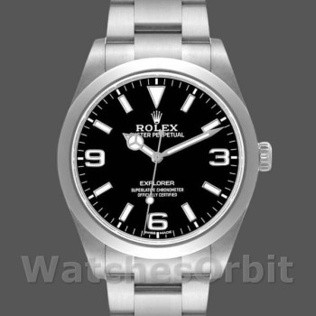 Replique Hommes - Rolex Explorer-214270, 39mm, acier inoxydable, cadran noir lumineux, Noir Hommes