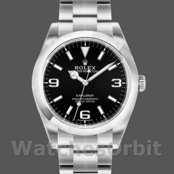 Replique Hommes Rolex Explorer 39mm Hommes-214270-Stainless Steel-Black Dial Black
