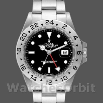 Replique Hommes Rolex Explorer II 39mm Hommes-16550-Acier inoxydable-Cadran noir Noir