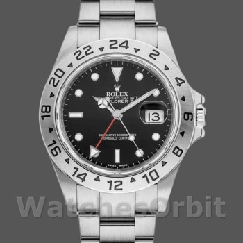 Replique Hommes Rolex Explorer II 40mm Hommes-16570-Acier inoxydable-Cadran noir Noir