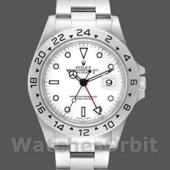 Replique Hommes Rolex Explorer II 40mm Hommes-16570-Stainless Steel-White Dial White Blanc