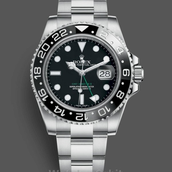 Replique Hommes Rolex GMT-Master II 40mm Hommes-116710LN-Cadran noir-Boîtier en acier inoxydable Noir