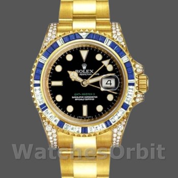 Replique Unisexe - Rolex GMT-Master II 40mm Hommes-116758-Diamond-Noir Cadran Noir