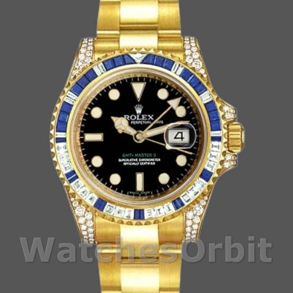 Replique Unisexe - Rolex GMT-Master II 40mm Hommes-116758-Diamond-Noir Cadran Noir