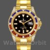 Replique Hommes Rolex GMT-Master II 40mm Hommes-116758-Bracelet d'huître-Cadran noir-Diamants Noirs