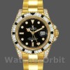 Replique Hommes Rolex GMT-Master II 40mm Hommes-116758-Or jaune-cadran noir-diamants noir