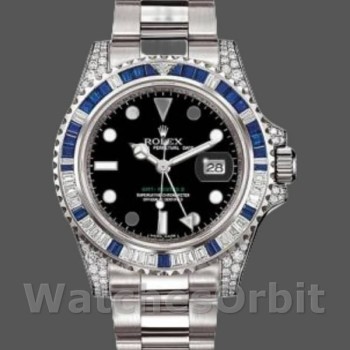 Replique Hommes Rolex GMT-Master II-116759SA, 40mm, or blanc, cadran noir, Hommes Noirs