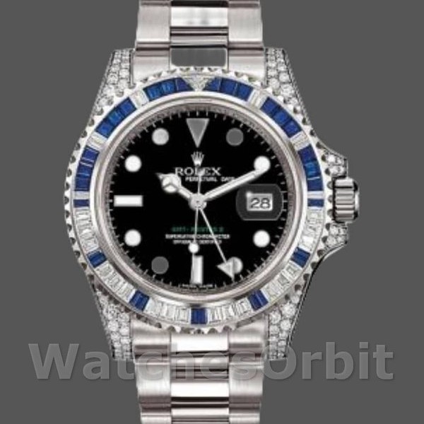 Replique Hommes Rolex GMT-Master II-116759SA, 40mm, or blanc, cadran noir, Hommes Noirs