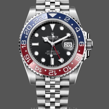 Replique Homme - Rolex GMT-Master II en acier inoxydable 40MM avec cadran noir et lunette rouge Noir