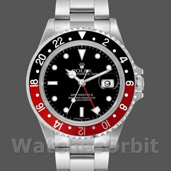 Replique Hommes Rolex GMT-Master II-16710, 40mm, cadran noir, lunette Black Red Coke, Noir Hommes