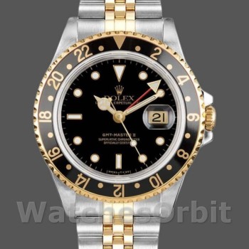 Replique Hommes Rolex GMT-Master II 40mm Hommes-16713LN-Oystersteel & Yellow Gold-Black Dial Black