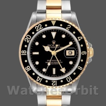 Replique Hommes Rolex GMT-Master II 40mm Hommes-16713LN-Steel & Yellow Gold-Black Dial Black